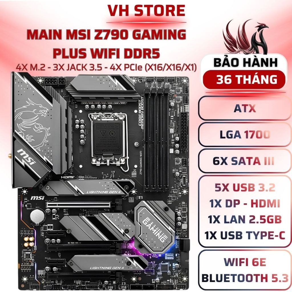 Main MSI Z790 Gaming Plus WiFi DDR5 PCIe 5.0 ATX - BẢO HÀNH 36 THÁNG - VHSTORE