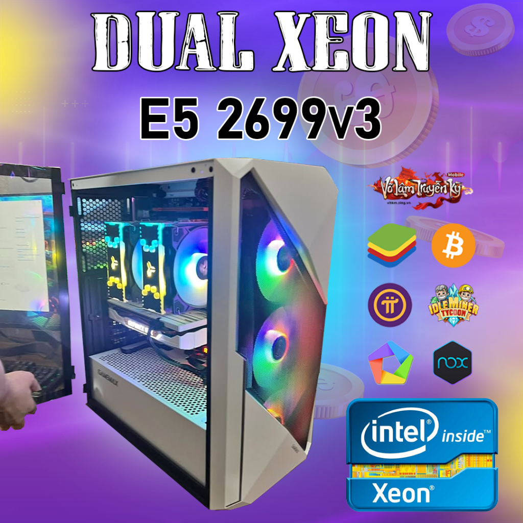 PC Dual Xeon E5 2699v3 - PC Workstation - PC Gaming Đồ hoạ Bộ Máy Dual XEON Đôi Chuyên Giả Lập Rende