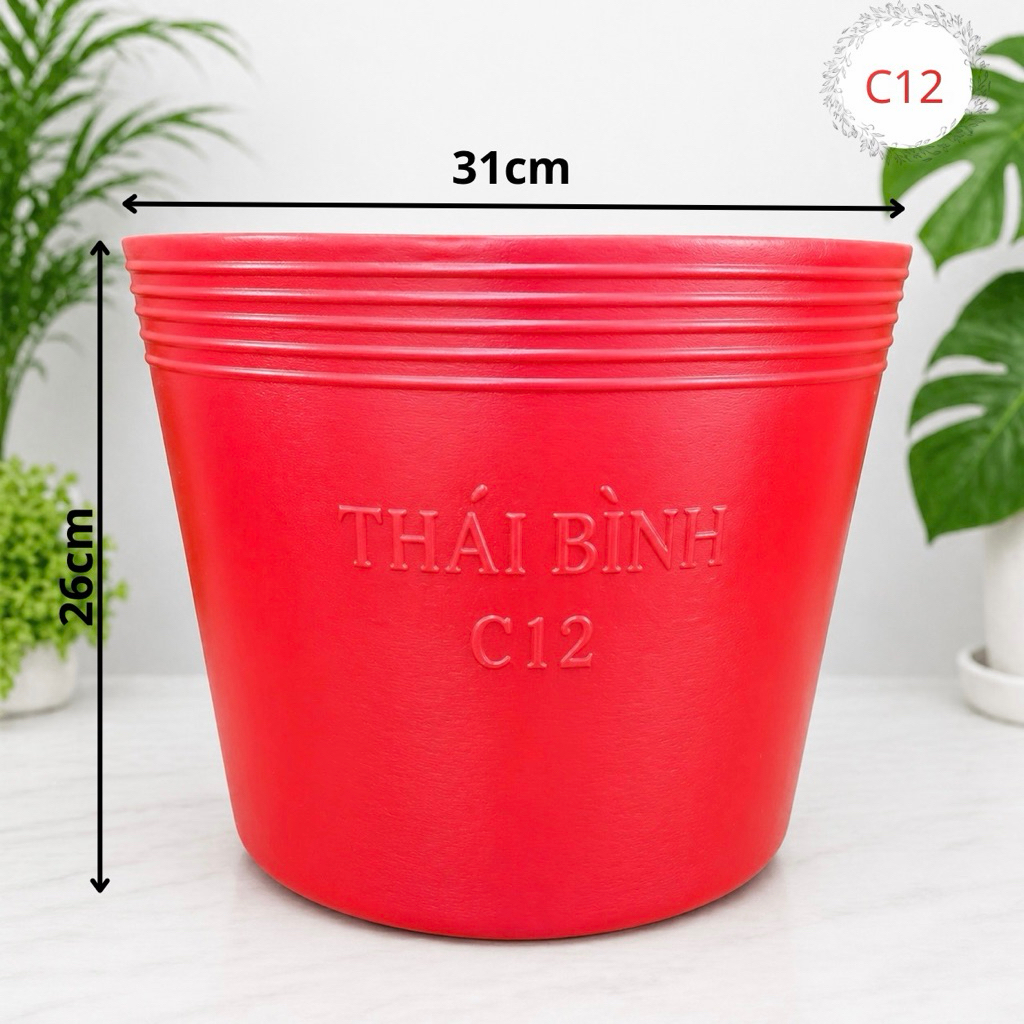 Chậu Nhựa Mềm C12 - Màu Đỏ [31x26]