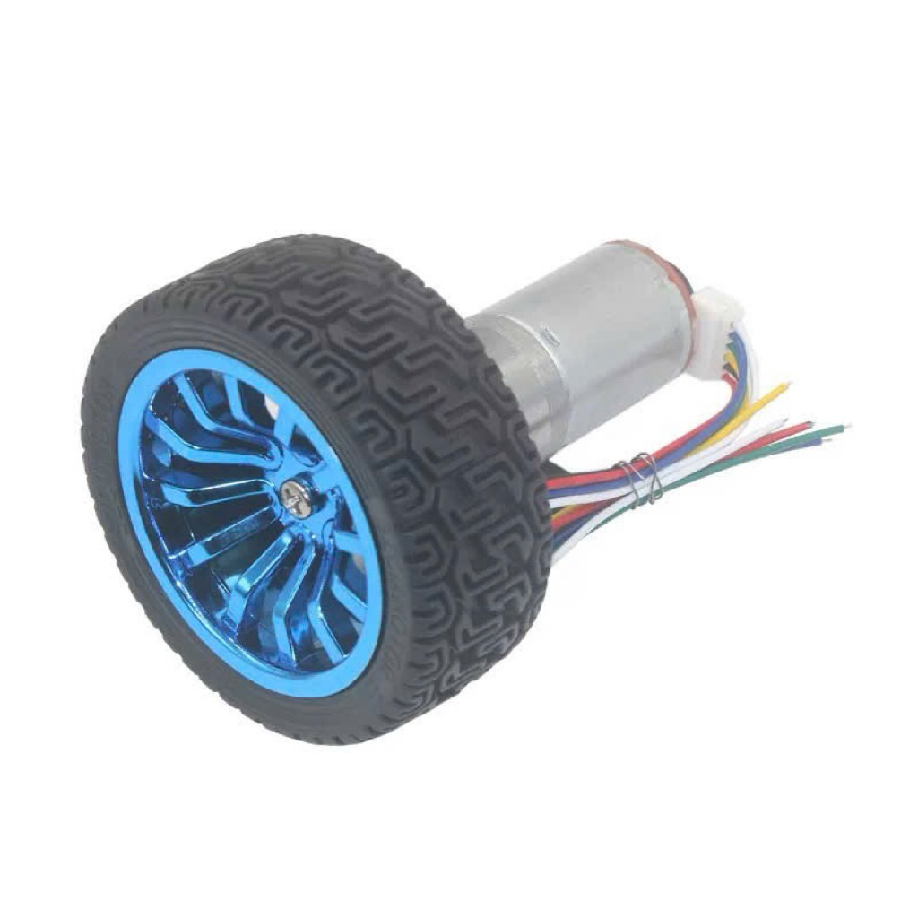[ 12V 280rpm ] Bộ động Cơ DC giảm tốc có encoder JGA25-370 kèm gá bắt và bánh xe V2 65m