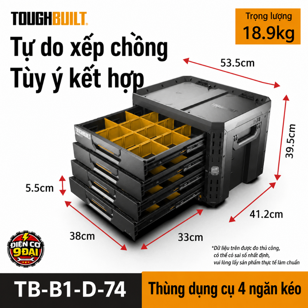 Toughbuilt Thùng Ngăn Kéo TB-B1-D-R74 TB-B1-D-R73 TB-B1-D-R72 TB-B1-D-R71 y như Milwaukee 8443