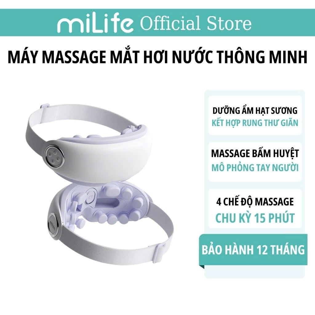 Mi Official Máy massage mắt bấm huyệt miLife E4 Pro phun sương chườm ấm, 4 chế độ massage