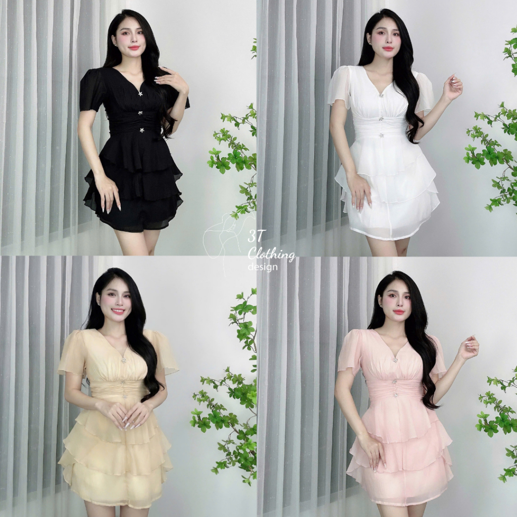 [3T CLOTHING] Váy đầm dự tiệc, chất liệu tơ óng vân cao cấp, đính đá sang trọng kèm quần bảo hộ bigs