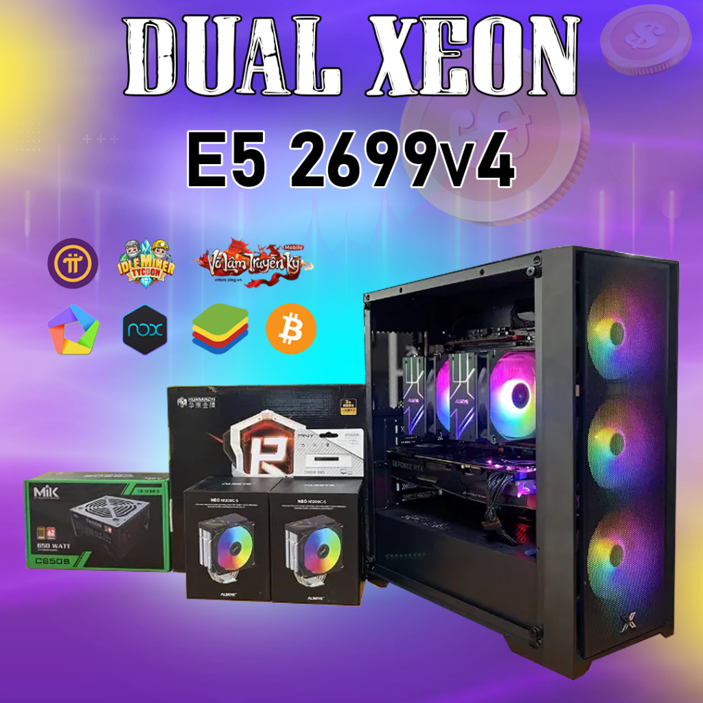 PC Dual Xeon E5 2699v4 - PC Workstation - PC Gaming Đồ hoạ Bộ Máy Dual XEON Đôi Chuyên Giả Lập Rende