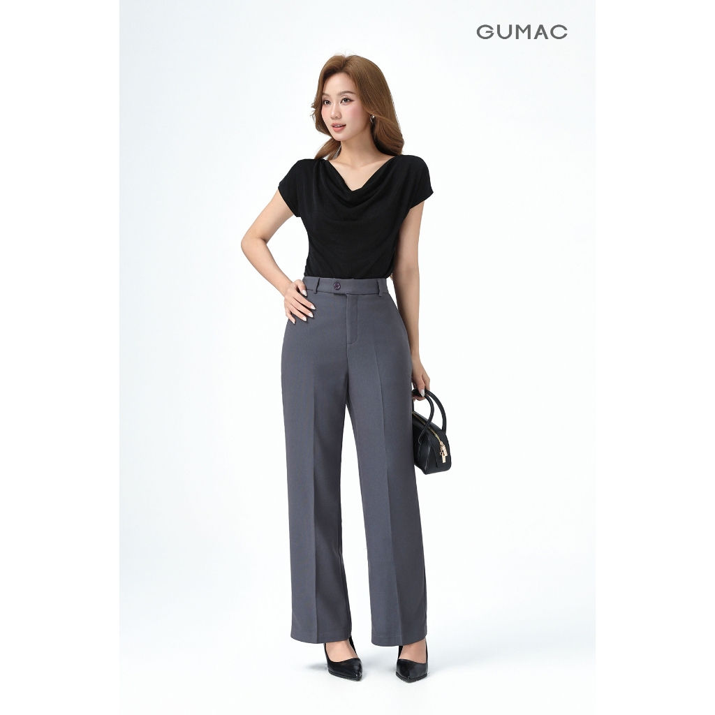 Áo Thun Cổ Đổ GUMAC Áo Thun Kiểu Sang Trọng Áo Đi Tiệc Vải Thun Ánh Nhung Co Giãn Tôn Dáng ATE01031 | BigBuy360 - bigbuy360.vn