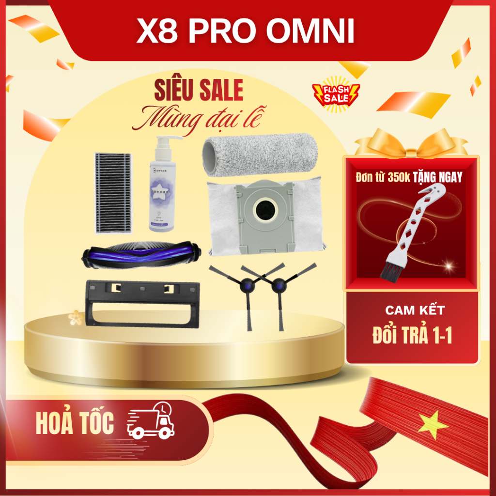 Phụ kiện robot hút bụi X8 Pro Omni - Phụ kiện X8 Pro Omni - giẻ lau robot - Chổi chính - Chổi cạnh
