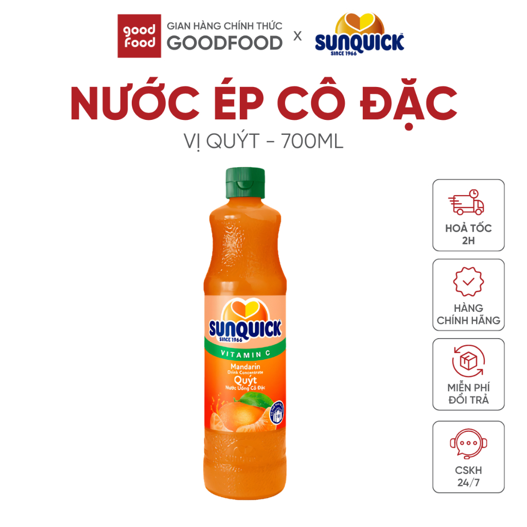 Nước ép trái cây cô đặc Sunquick vị quýt 700ml nguyên chất - 1 chai