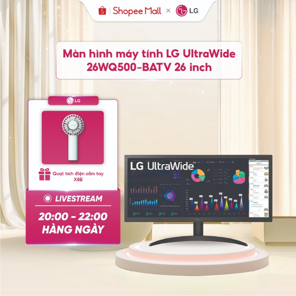 Màn hình máy tính LG UltraWide 26WQ500-B.ATV 26 inch 21:9 Full HD, Bảo hành Chính hãng 24 tháng
