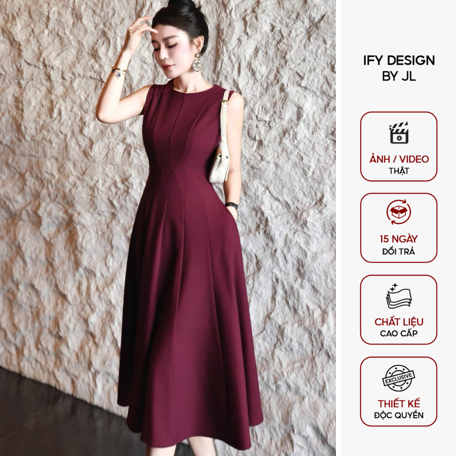 Đầm dự tiệc, công sở IFY DESIGN thiết kế dáng dài thanh lịch với đường chiết eo tinh xảo VA2178