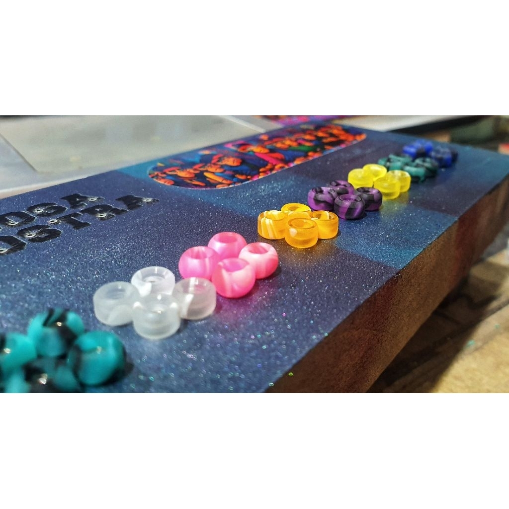 Abec 9 Hand mixed, hand lathed swirl wheels for fingerboard.