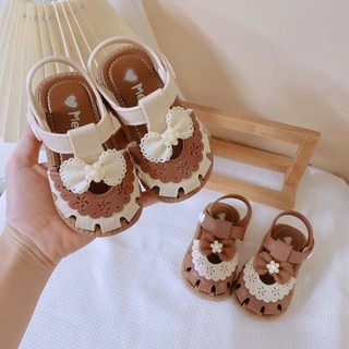 (Size to) Dép quai hậu bé gái nơ kèm hoa mềm nhẹ êm chân cho bé từ 1-5 tuổi
