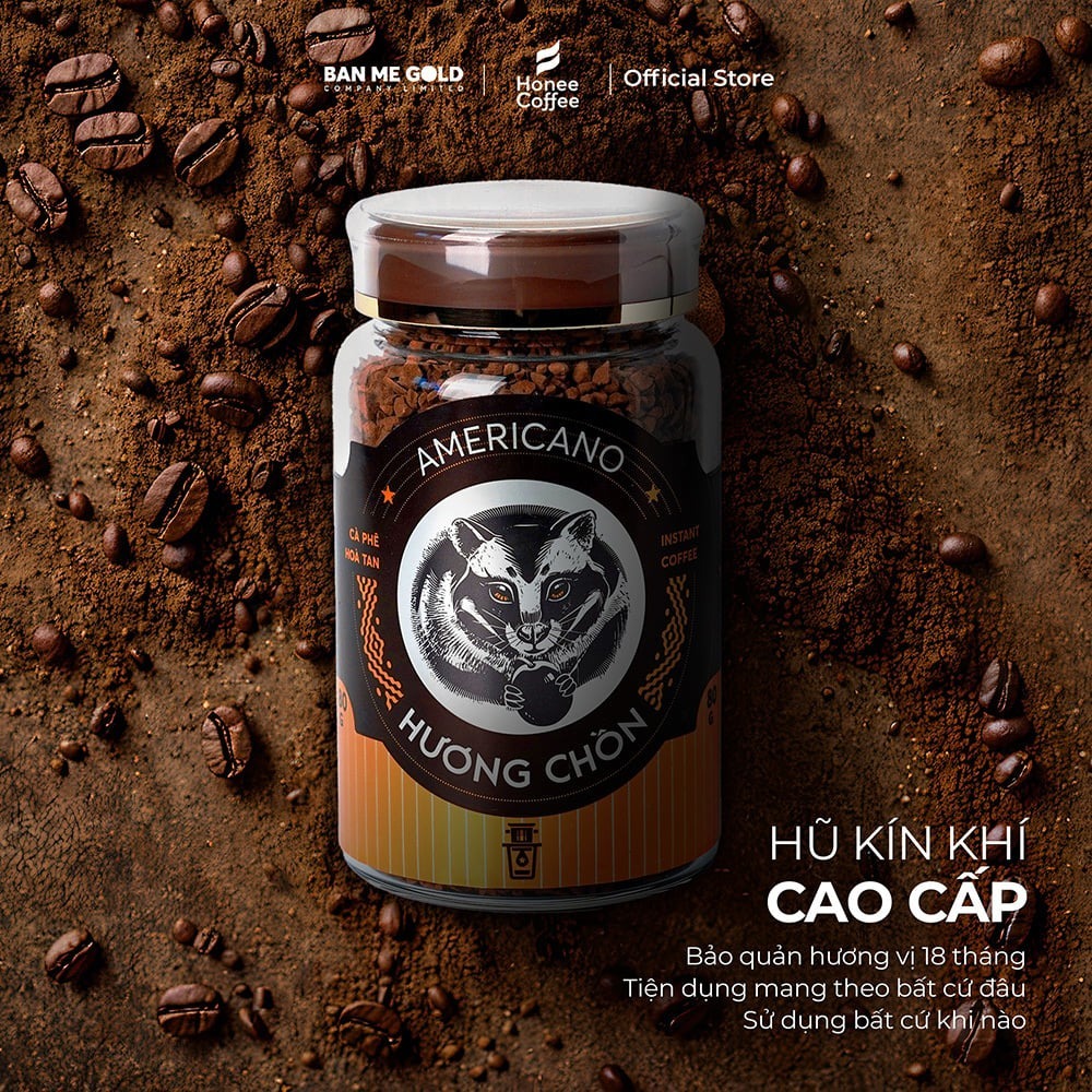 Cà Phê Hòa Tan Americano Honee Coffee Sấy Lạnh Hương Chồn Hũ