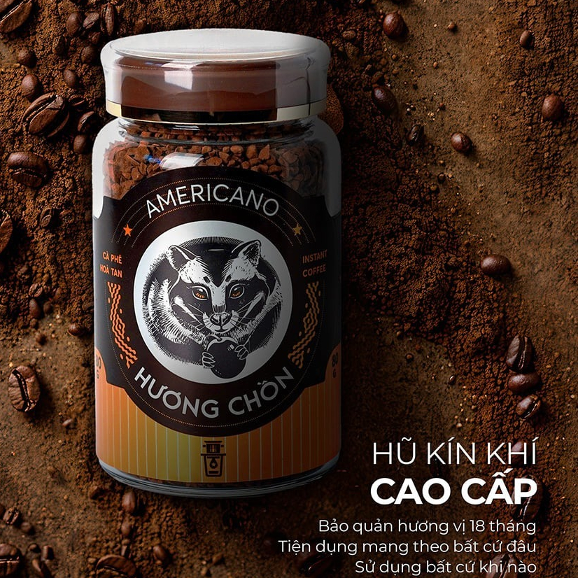 Cà Phê Hòa Tan Americano Honee Coffee Sấy Lạnh Hương Chồn Hũ 80G