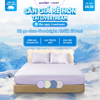 Bộ ga gối lụa Tencel 3 món Goodnight Airsilk mềm mại, ga lụa cao cấp, ga mát (30cm)