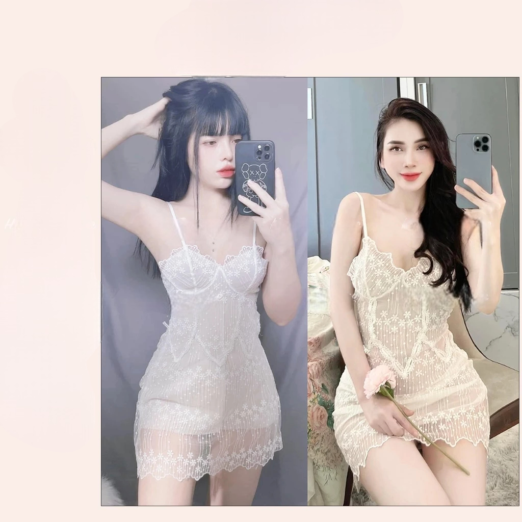 [Peinn] HT67 Váy ngủ sexy pha lê siêu đẹp,đầm ngủ ren mềm mại quyến rũ Haayan Boutique HT67