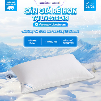 Gối lông vũ nhân tạo Goodnight Mochi siêu êm, gối khách sạn