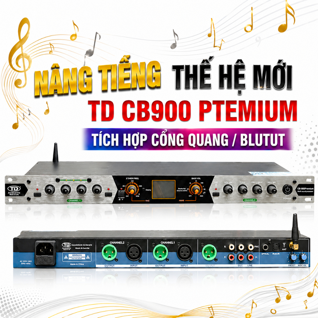 Nâng Tiếng Karaoke TD Acoustic CB-1000, CB900, Tăng Tiếng Treble, Bass, Thiết Kế Mặt Phay Nhôm Nguyê