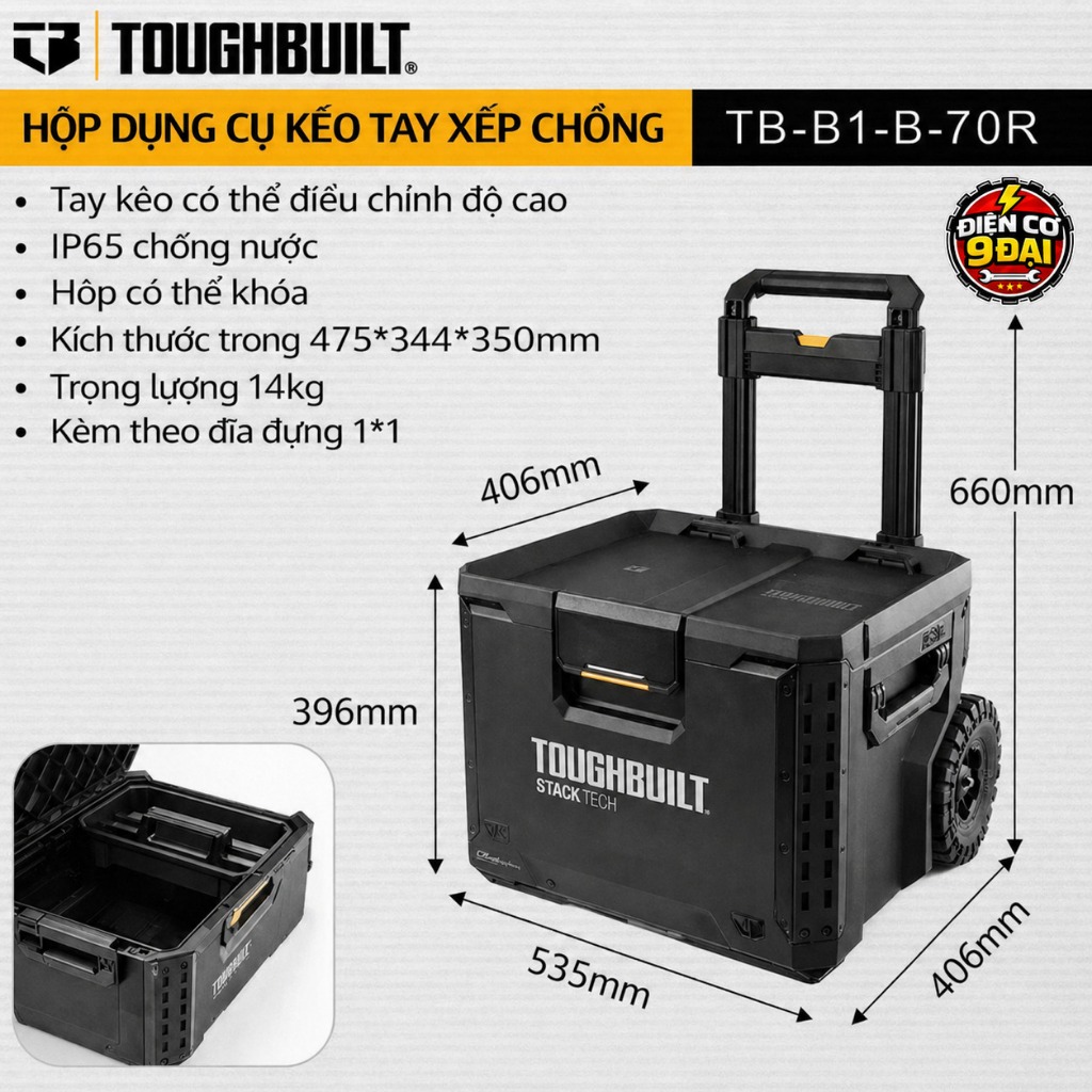 [Order] Toughbuilt Thùng Bánh Xe Kéo cho cơ khí, điện lạnh, camping,... tb-b1-b-70r tương tự Milwauk