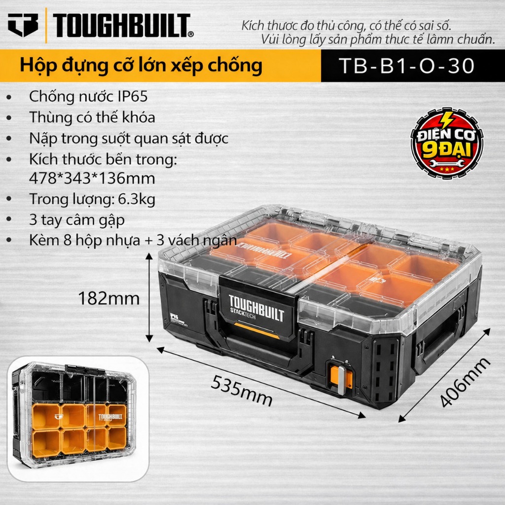 Toughbuilt [Order] Thùng Linh Kiện cho cơ khí, camping, điện lạnh tb-b1-o-30 tương tự Milwaukee 8430