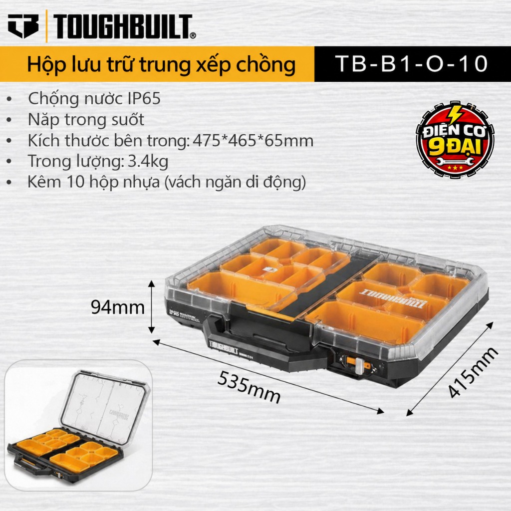 ToughBuilt [Sẵn] Thùng Linh Kiện Đựng Dụng Cụ TB-B1-O-10 giống Milwaukee 8430 - 8431