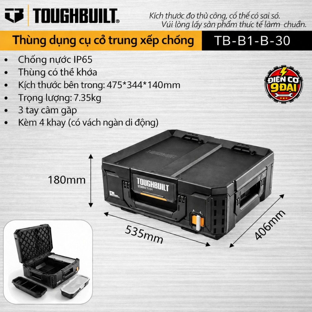 Toughbuilt Thùng Đựng Dụng cụ [Order] Cơ Điện, Camping,... tb-b1-b-30 tương tự Milwaukee 8424