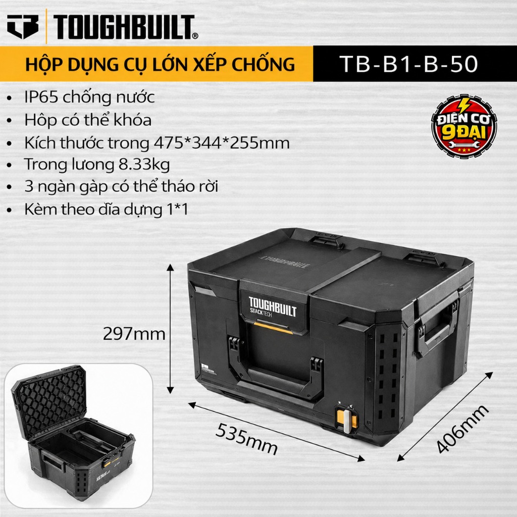 Toughbuilt Thùng Đựng Dụng cụ [Order] Cơ Điện, Camping,... tb-b1-b-50 tương tự Milwaukee 8425