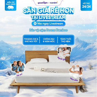 Bảo vệ nệm Doona Bamboo 30cm chống bụi bẩn nấm mốc, khử mùi thoáng khí, thoát nhiệt tối ưu