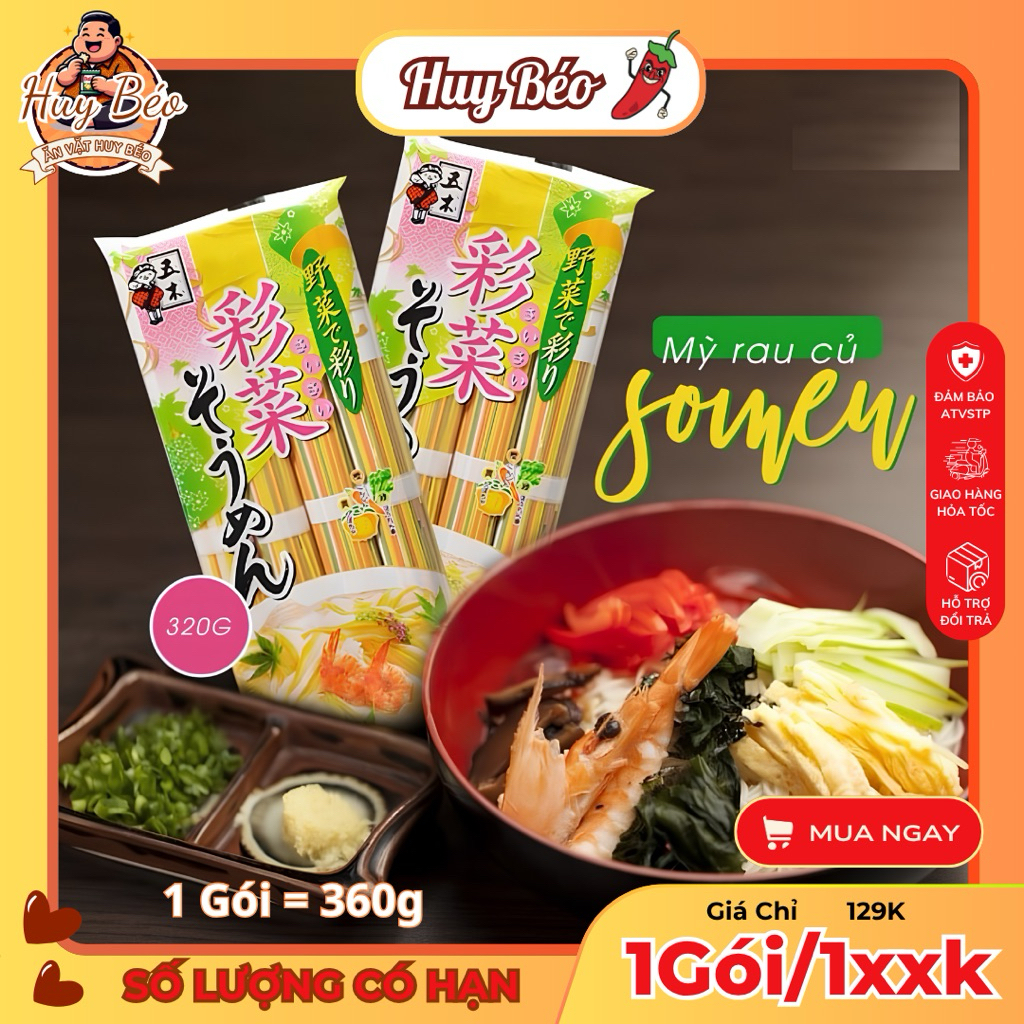 Mì Somen Ngũ Sắc Itsuki 320g Nhật Bản - Mì Rau Củ 5 Màu, Mì Somen Nhật, Mì Ăn Lẩu Mì Trộn Dai Ngon