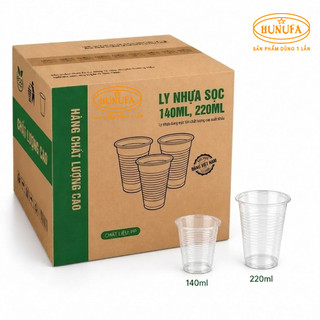 Set 300 cái Ly nhựa sọc PP dùng 1 lần Hunufa - Ly sọc đựng nước trà, nước lọc, rau câu