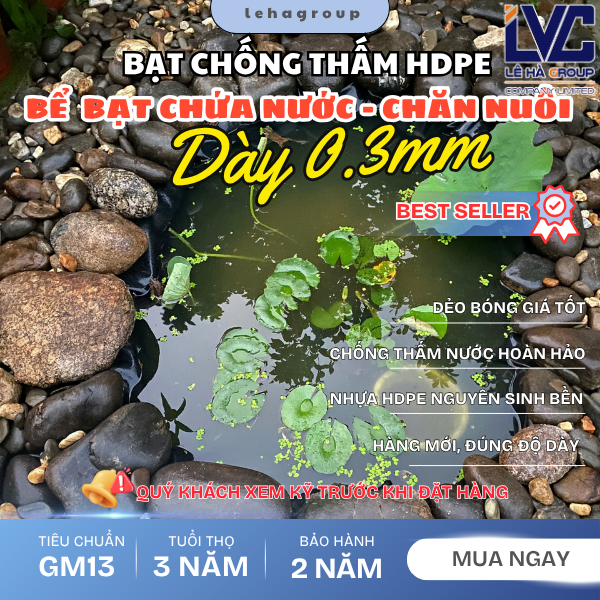 [DÀI x RỘNG]=Bể Bạt Nhựa Lót Ao Hồ Nuôi Cá, Bạt Nuôi Ếch, Nuôi Cua, Nuôi Lươn Giá Rẻ HDPE dày 0.3mm.