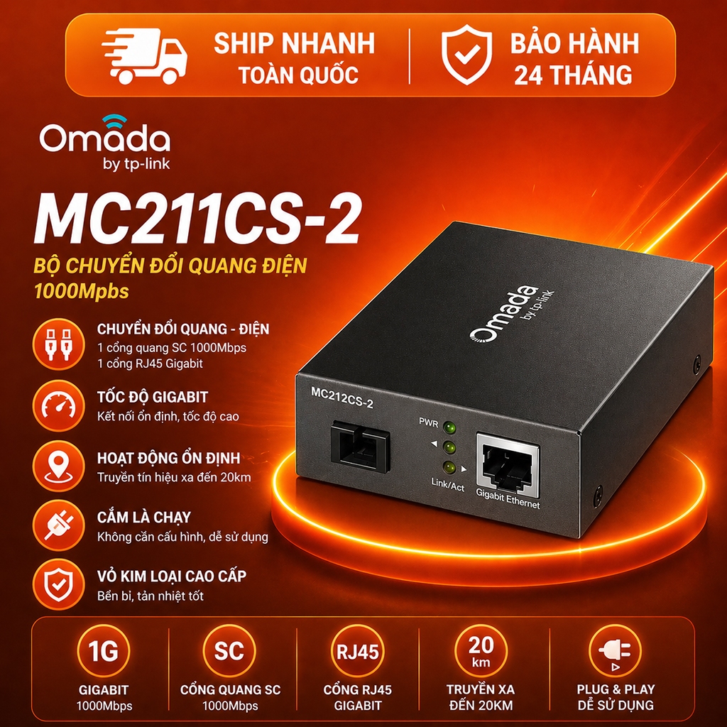 Converter Quang TP-Link MC211CS-2 (đầu A) Gigabit Media Converter SC Single Mode 2Km