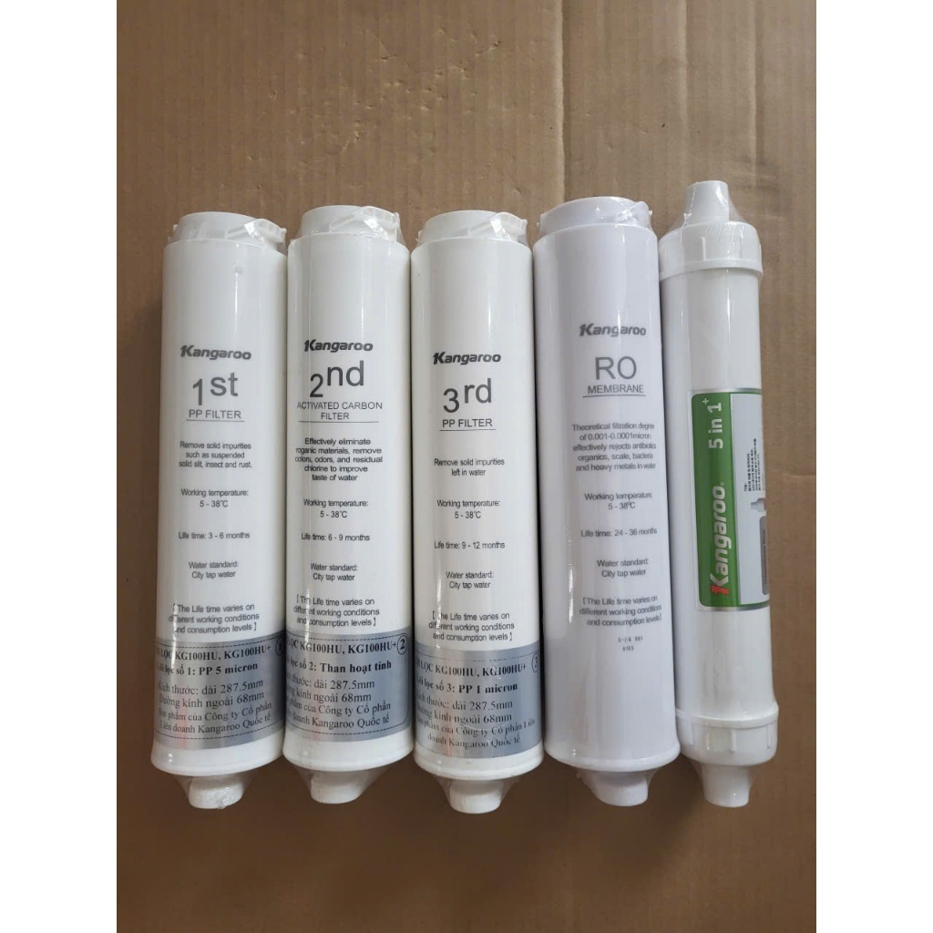 BỘ 5 LÕI LỌC KANGAROO KG100HU - HÀNG CHÍNH HÃNG - DÙNG CHO MÁY KG100HU,KG100HU+,MED,EED...