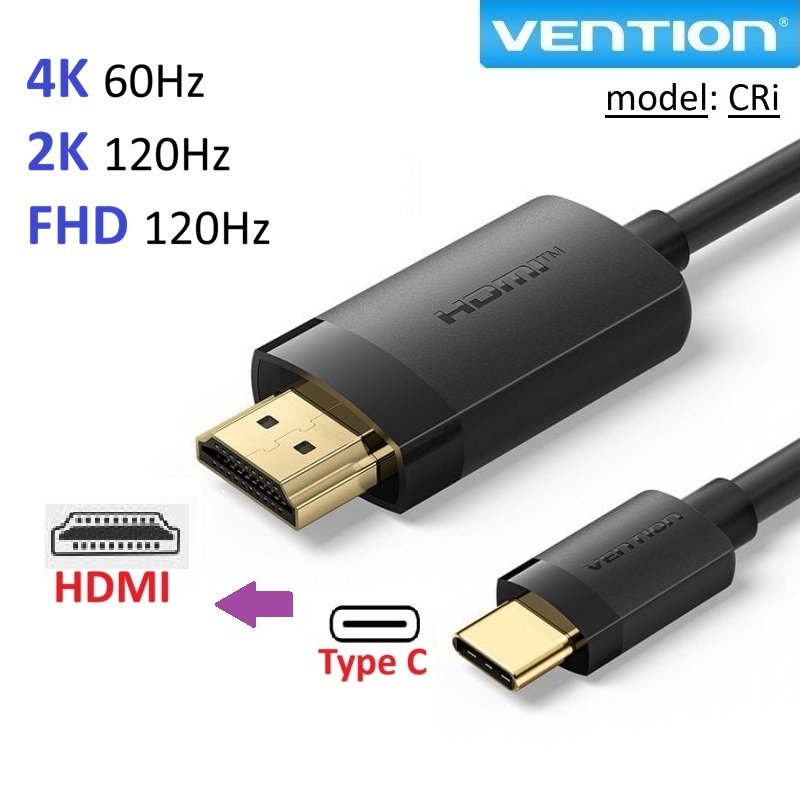 Dây Type C to HDMi 4K 60hz Vention CRi dài 1m -Bảo Hành 6 tháng