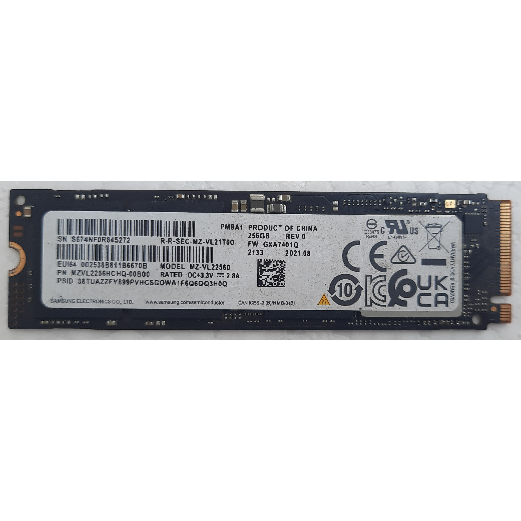 SSD Samsung PM9A1 256GB M.2 PCIe NVMe Gen 4 x4 2280 sk 82%