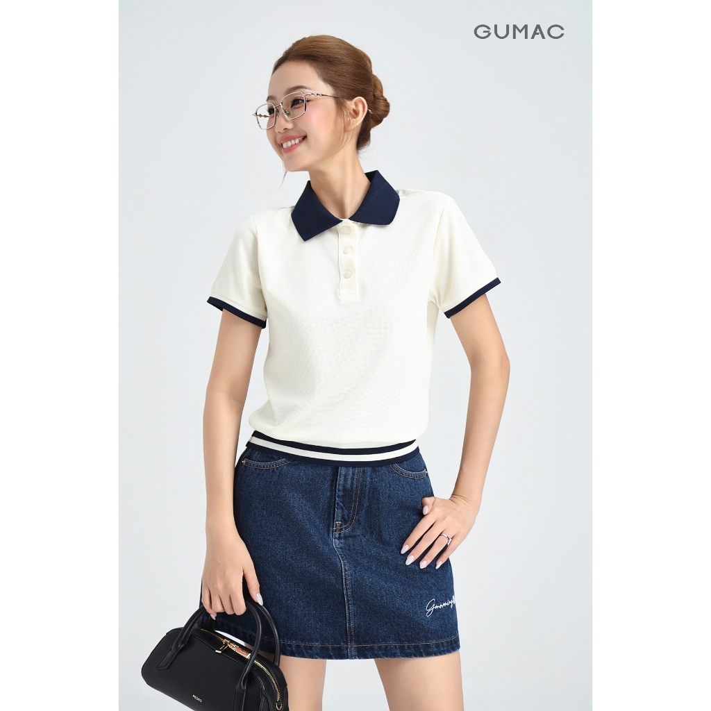 [NHẬP AFFME GIẢM 49K] Áo Polo Nữ GUMAC Áo Thun Có Cổ Chất Tổ Ong Thoáng Mát, Bo Phối Sọc Trẻ Trung Năng Động APG01024 | BigBuy360 - bigbuy360.vn