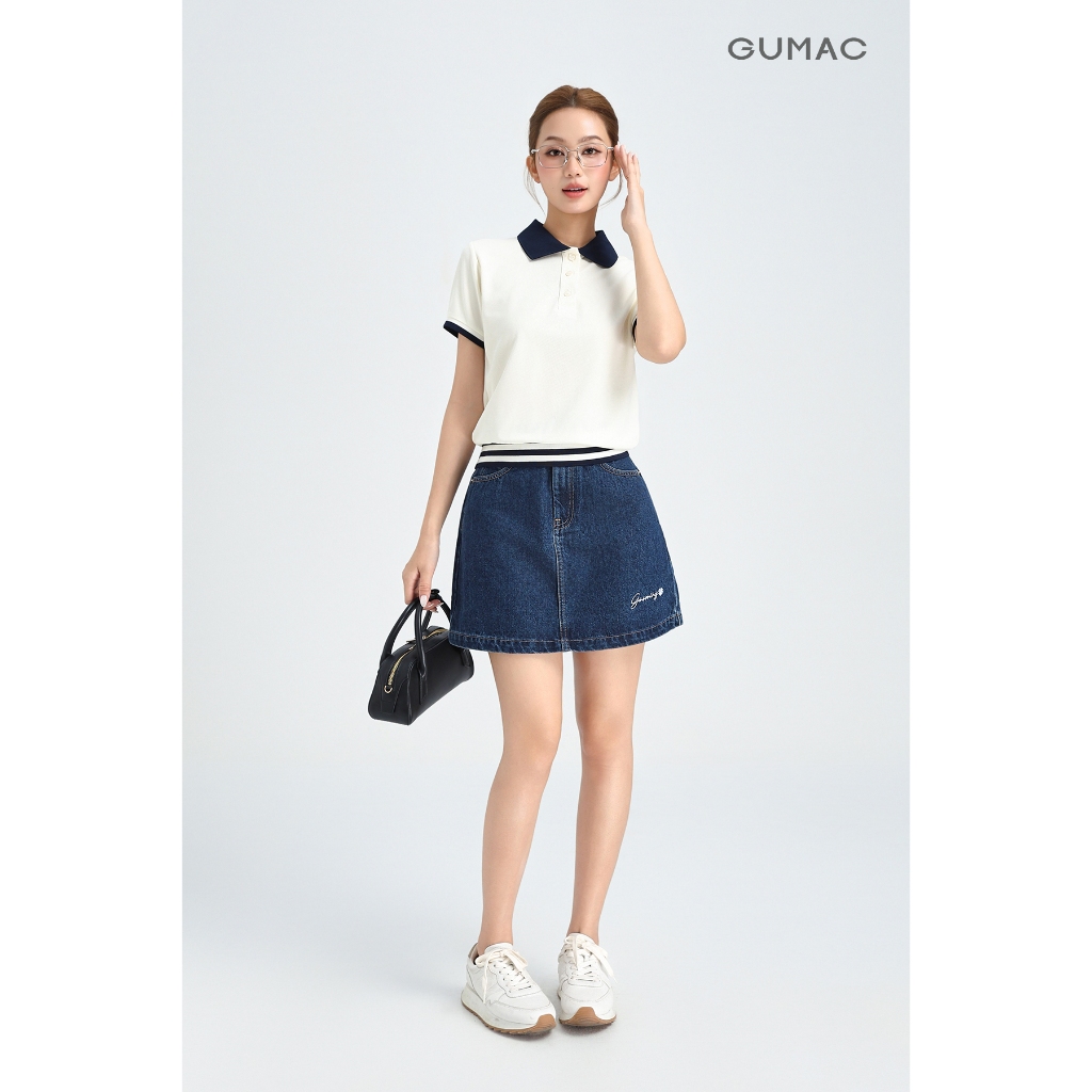[NHẬP AFFME GIẢM 49K] Áo Polo Nữ GUMAC Áo Thun Có Cổ Chất Tổ Ong Thoáng Mát, Bo Phối Sọc Trẻ Trung Năng Động APG01024 | BigBuy360 - bigbuy360.vn