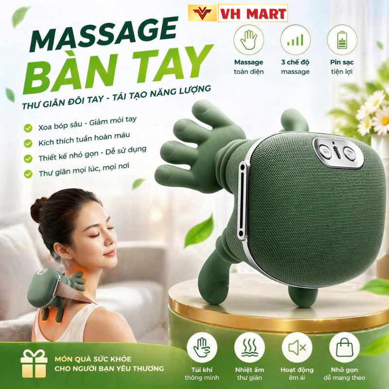 Đai Massage Cổ Vai Gáy Mô Phỏng Bàn Tay Giảm Đau Mỏi Thư Giãn Cho Văn Phòng Người Cao Tuổi - VH MART