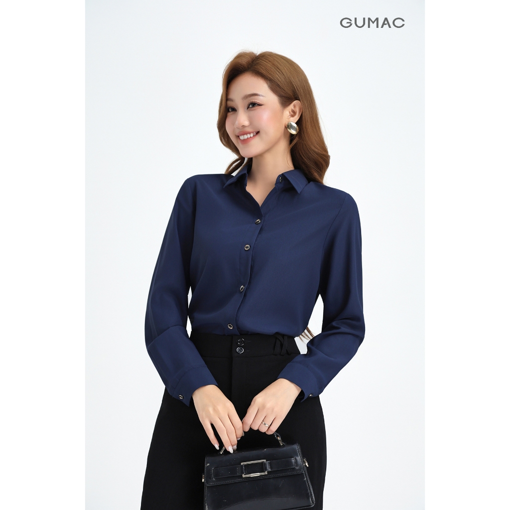 Áo Sơ Mi Nữ Tay Dài GUMAC Áo Kiểu Công Sở Lụa Mango Trơn Basic Mềm Mát Cao Cấp BAE00001 | BigBuy360 - bigbuy360.vn