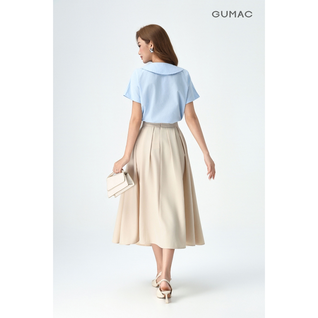 Chân Váy Xếp Ly Dáng Dài GUMAC Chân Váy Chữ A Lưng Cao Có Túi Vải Cotton Lạnh Cao Cấp LVE1001 | BigBuy360 - bigbuy360.vn