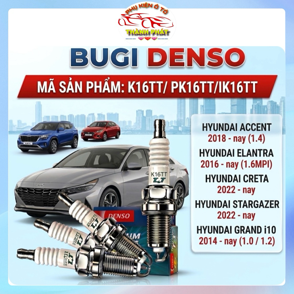 Bộ 4 Bugi Denso Chính Hãng Cho Xe Hyundai Accent Creta Grand i10 Stargazer Mã K16TT PK16TT IK16TT