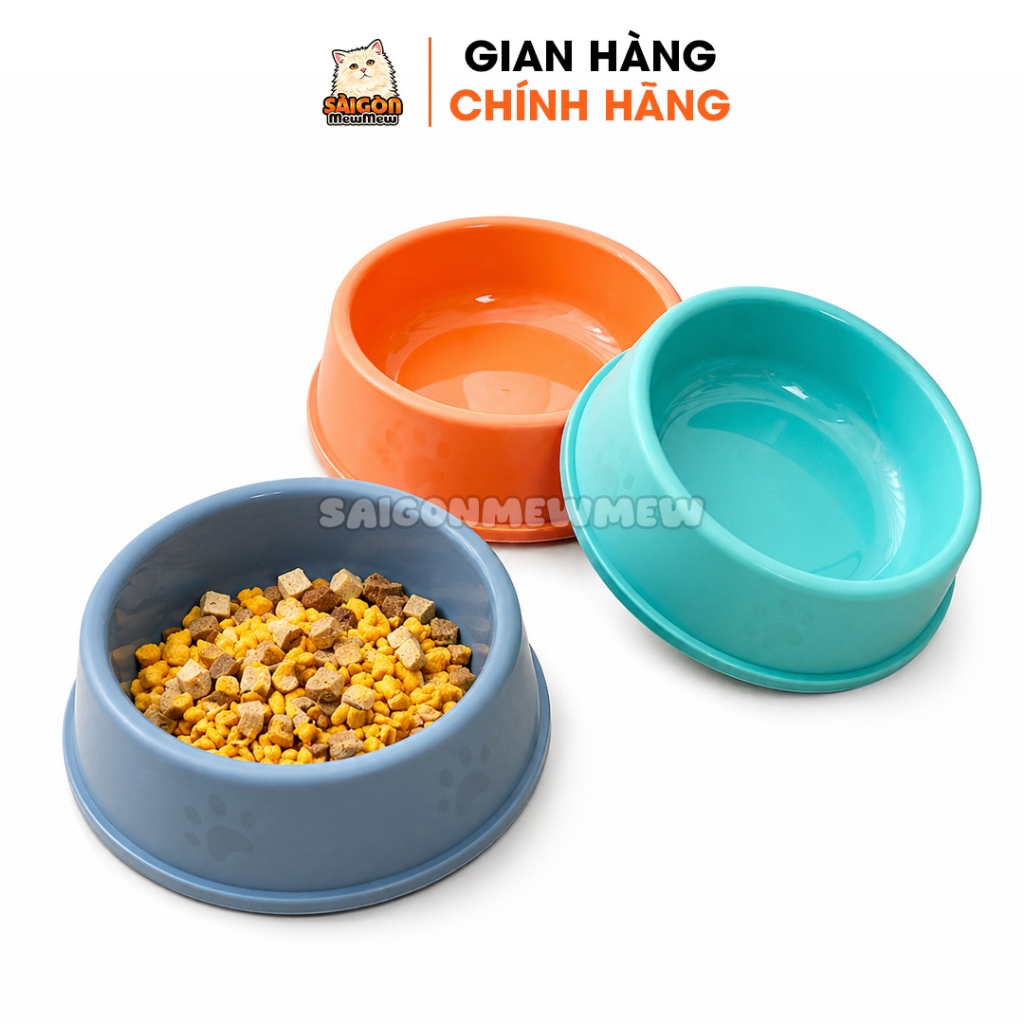Bát Ăn Nhựa Tròn Cho Thú Cưng – Bát Ăn Chó Mèo Nhẹ, Bền, Dễ Vệ Sinh