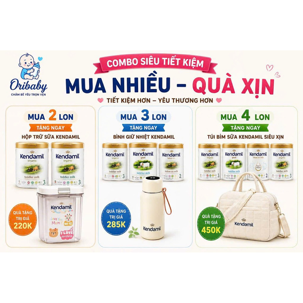 Sữa công thức Kendamil Organic/ Kendamil Classic nguyên kem, hỗ trợ bé tăng cân, phát triển toàn diệ