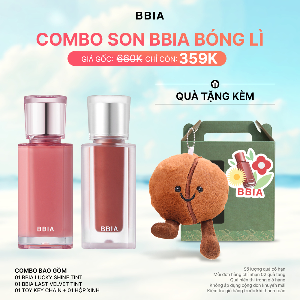 COMBO Son BBIA Bóng Lì: 01 Son tint bóng BBIA Lucky Shine Tint + 01 Son kem nhung thuần chay BBIA La