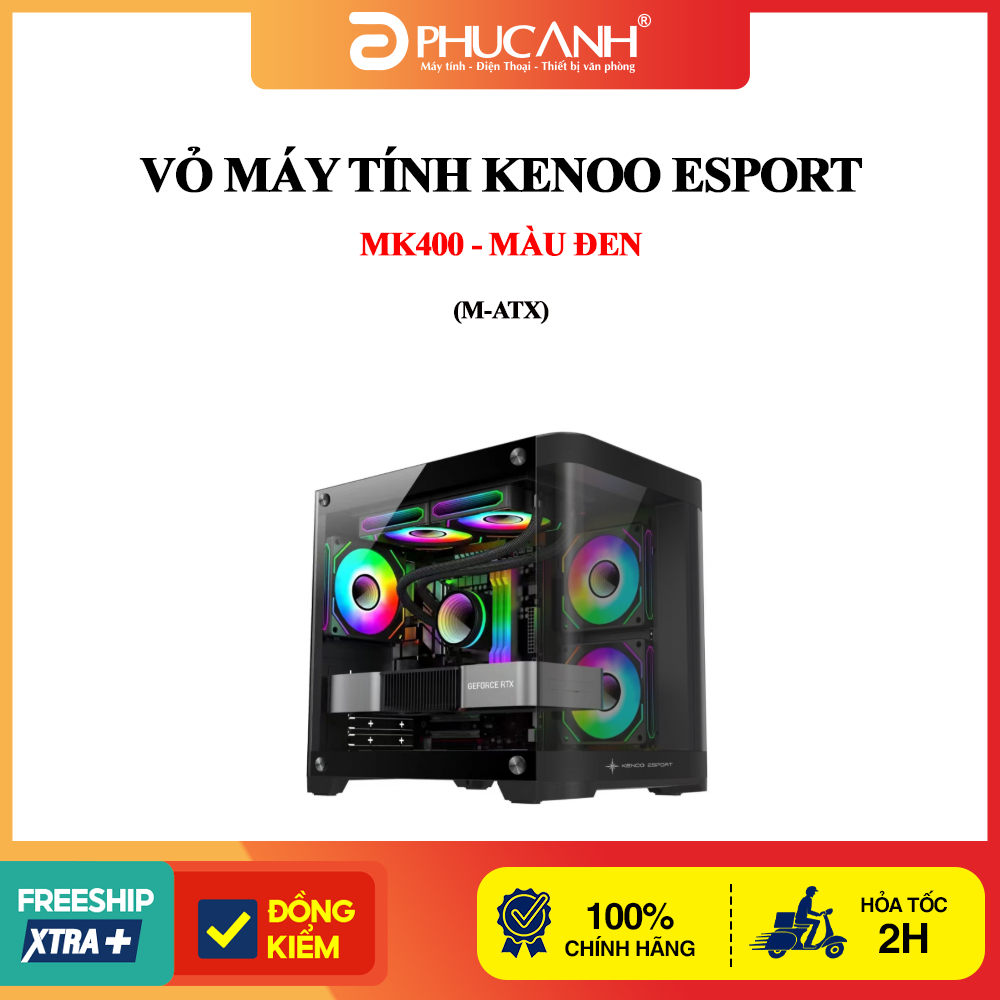 Vỏ máy tính KENOO ESPORT MK400 - Màu Đen (M-ATX)