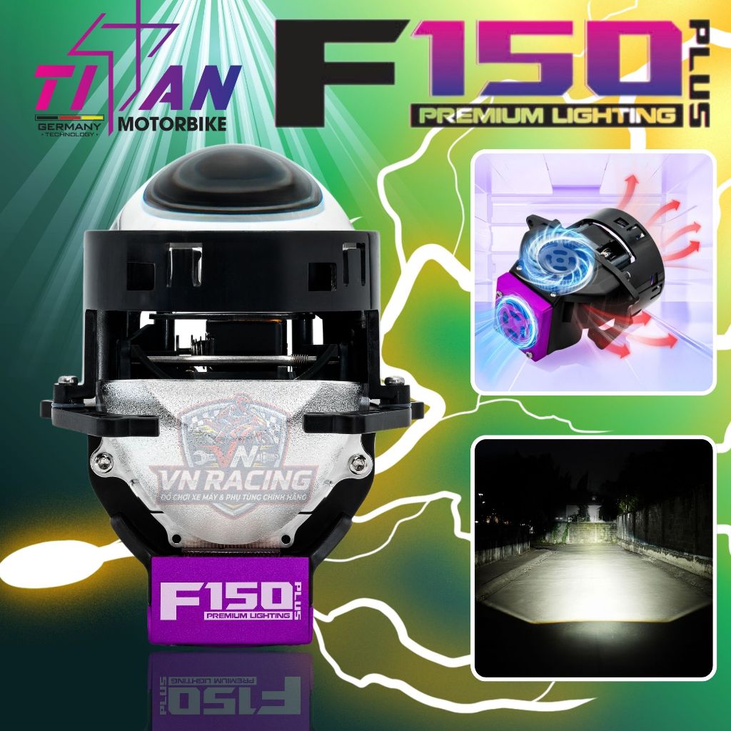Đèn Pha Bi LED Titan F150 Plus V2 Chính Hãng Cao Cấp Tăng Sáng Mạnh Cho Xe Máy Ô Tô Đi Đêm An Toàn