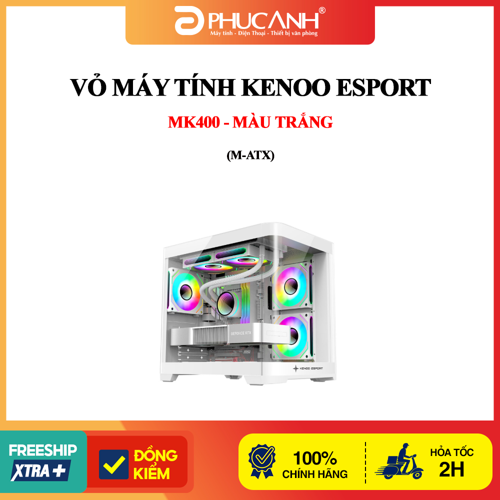 Vỏ máy tính KENOO ESPORT MK400 - Màu trắng (M-ATX)