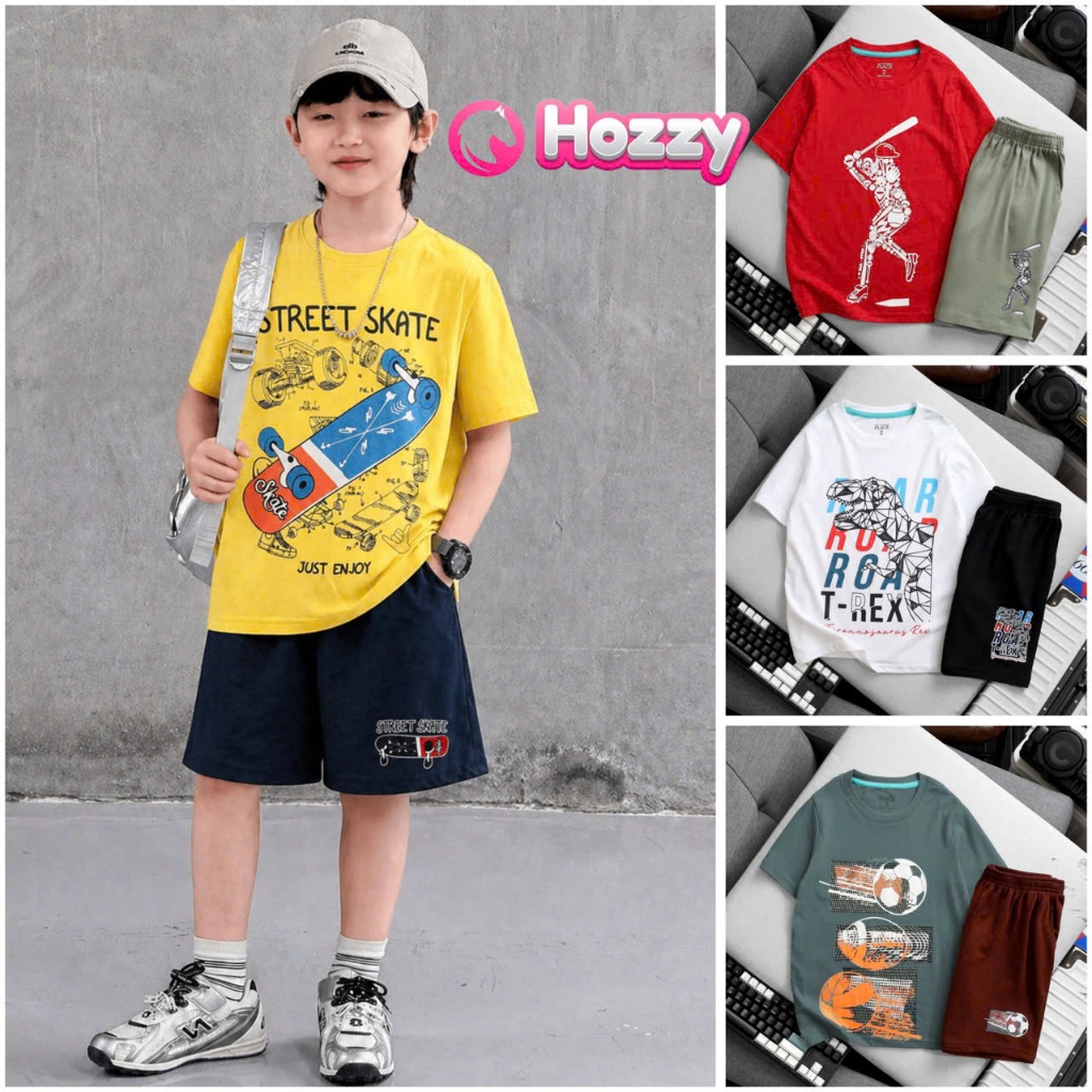 (20-55kg) Bộ thun cộc tay bé trai size đại Hozzy chất 100% cotton mềm mát