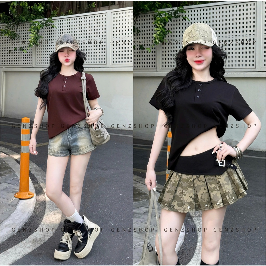 Áo Thun Baby Tee Có CÚC Thanh Lịch BST2026 DỄ PHỐI ĐỒ | BigBuy360 - bigbuy360.vn