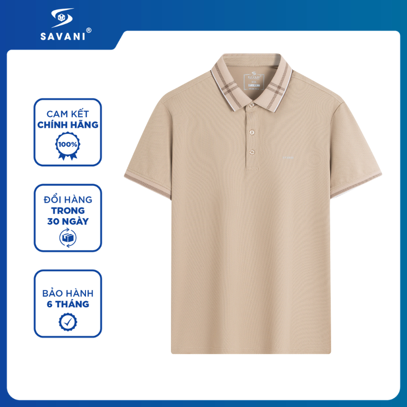 Áo Polo Nam Ngắn Tay SAVANI, Phối Viền Cổ Thanh Lịch, Chất Vải Mềm Mát, Không Nhăn MPSA212S6