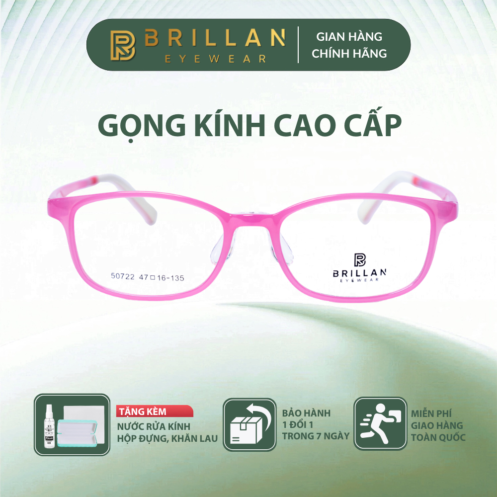 Gọng Kính Trẻ Em BRILLAN EYEWEAR BU50722-C2 Chất Liệu Nhựa Dẻo Silicone Siêu Bền Nhẹ, An Toàn Cho Bé